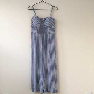 Blue and White Striped Jumpsuit